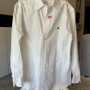 Brooks Brothers White Dress Shirt with Navy Logo